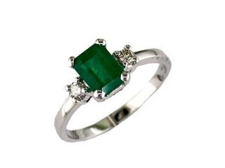 14K Gold Diamond and Emerald Ring Size 8
