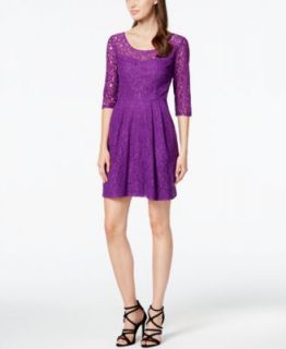 Betsey Johnson Scoop Neck Lace Fit & Flare Dress