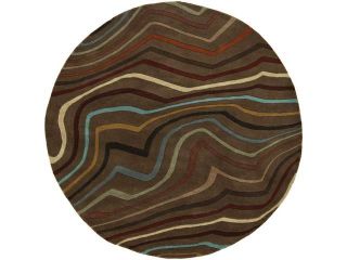 4' Florid Tides Contemporary Multi Colored Wool Round Area Throw Rug