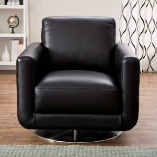 Natuzzi Siena Black Italian Leather Swivel Chair   16802167