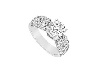 Triple AAA Quality Cubic Zirconia 1 Carat Engagement Ring in 14K White Gold Finish