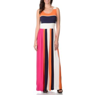Chelsea and Theodore Womens Colorblock Striped Maxi Dress  