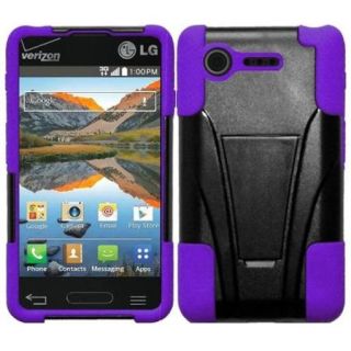 Insten Black+Purple Hybrid Hard T Stand Protective Case For LG Optimus Zone 2 VS415PP L34C Fuel