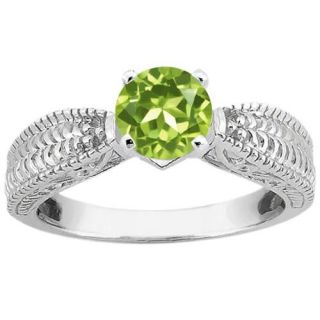 0.90 Ct Round Green VS Peridot 925 Sterling Silver Ring