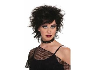 80's Punk Rock Vixen Black Costume Adult Wig