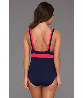 dkny color block v neck maillot w removable soft cups atlantic