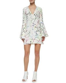 Alexis Bell Sleeve Printed Shift Dress