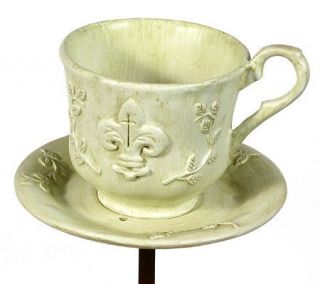 Decorative Hand Painted Garden Stake Teacup & Saucer   H80278 —