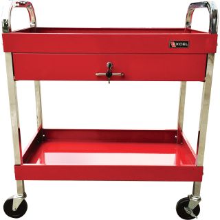 Excel 1-Drawer Rolling Tool Cart — 270-Lb. Capacity, Model# TC303D-RED  Work Carts