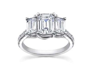 2.10 ct Ladies Emerald Cut Diamond Engagement Ring in Platinum