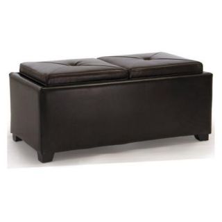Maxwell Faux Leather Double Tray Ottoman   Brown
