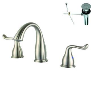 Yosemite Home Decor 8 in. Widespread 2 Handle Bathroom Faucet in Brushed Nickel with Pop Up Drain YPH1B258 BNWD