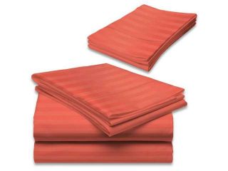 400 Thread Count Egyptian Cotton Stripe Brick Red Queen Attached Waterbed Sheet