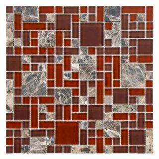 Merola Tile Tessera Versailles Bordeaux 11 3/4 in. x 11 3/4 in. x 8 mm Glass and Stone Mosaic Tile GITTMVBO