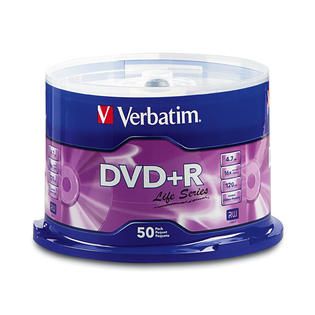 Verbatim DVD+R Life Series 4.7GB 16x   50 Pack Spindle   TVs