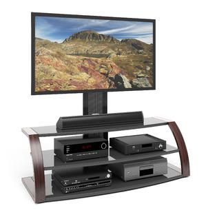 CorLiving Malibu TV Stand with Mount and Metal Uprights in Wood Print