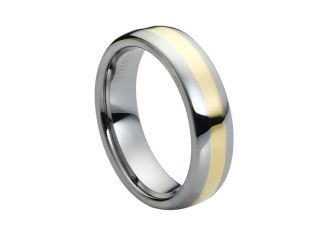 Tungsten Carbide Gold Plated Brushed Center 6mm Wedding Band Ring