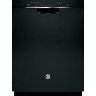 GE Front Control Dishwasher in Black with Stainless Steel Tub and Steam PreWash GDF570SGFBB