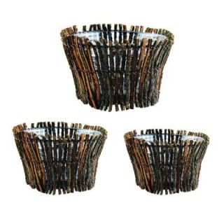 Syndicate 7 in., 8 in., 9 in. Wood Grapevine Baskets (Set of 4) 7730 06 9180