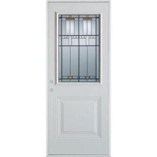 Stanley Doors 36 in. x 80 in. Architectural 1/2 Lite 1 Panel Prefinished White Steel Prehung Front Door 1500S B 36 R