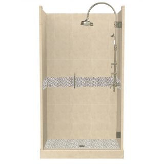 American Bath Factory Java Medium with Java Accent Fiberglass and Plastic Composite Wall and Floor Alcove Shower Kit (Actual 86 in x 42 in x 54 in)