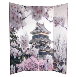 Oriental Furniture 6 ft. Tall Double Sided Cherry Blossoms Canvas Room