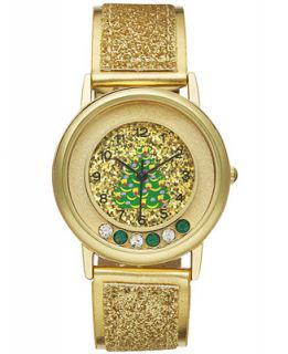 Charter Club Womens Gold Tone Glitter Strap Watch 33mm   Jewelry