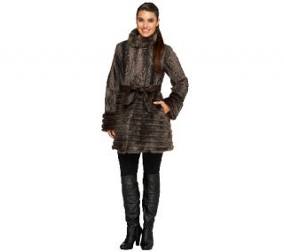 Dennis Basso Platinum Collection Faux Broadtail Skirted Coat —
