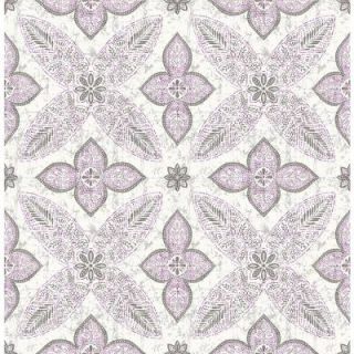 A Street 56 sq. ft. Off Beat Ethnic Violet Geometric Floral Wallpaper 1014 001827
