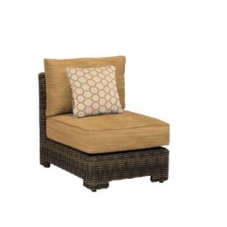 Brown Jordan Northshore Middle Armless Patio Sectional Chair with Toffee Cushion and Tessa Barley Throw Pillow    CUSTOM M6061 MID 11