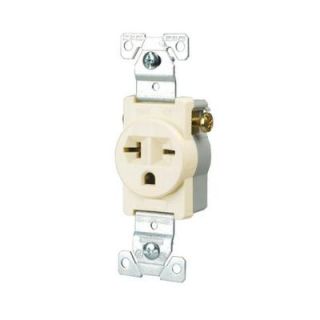 Cooper Wiring Devices Commercial Grade 20 Amp Straight Blade Single Receptacle with Side Wiring   Light Almond 1876LA