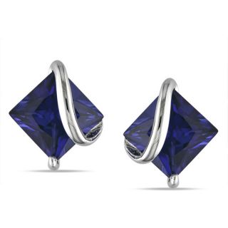 by Miadora Sterling Silver Created Sapphire Stud Earrings