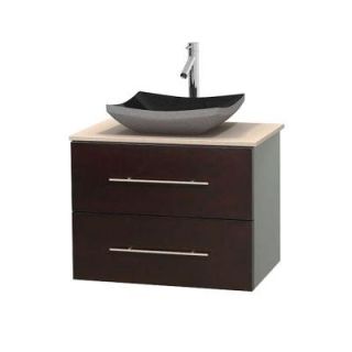 Wyndham Collection Centra 30 in. Vanity in Espresso with Marble Vanity Top in Ivory and Black Granite Sink WCVW00930SESIVGS1MXX
