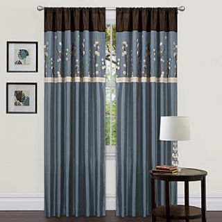Lush Décor Cocoa Blossom Blue Window Curtains (Pair) 42 x 84   Home