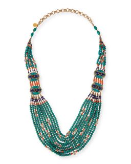 Devon Leigh Turquoise & Coral Long Beaded Necklace, 38