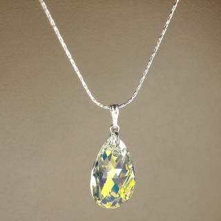 Jewelry by Dawn Large Crystal Aurora Borealis Pear Sterling Silver