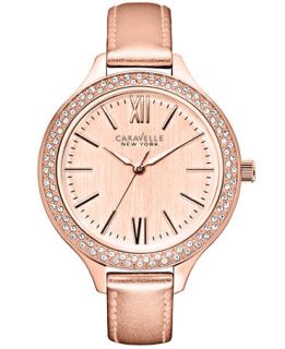 Caravelle New York by Bulova Womens Rose Gold Metallic Leather Strap