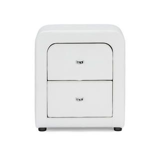 Baxton Studio Bourbon White Faux Leather Upholstered Modern Nightstand
