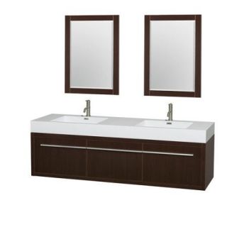 Wyndham Collection Axa 72 inch Double Bathroom Vanity in Gray Oak, Acrylic Resin Countertop, Integrated Sinks, and 24 inch Mirrors