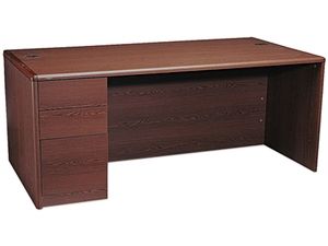 10700 Single Pedestal Desk, Full Left Pedestal, 72w x 36d x 29 1/2h, Mahogany