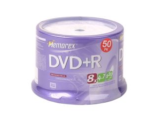 memorex 4.7GB 8X DVD+R 50 Packs Spindle Disc Model 32025607