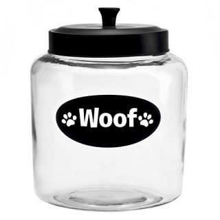Housewares International 152 Oz Glass Woof Pet Jar with Black Lid