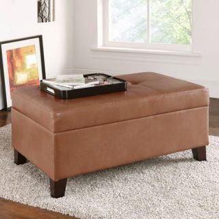 Hadfield Faux Leather Rectangle Storage Ottoman, Multiple Colors