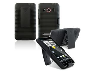 Insten Black Swivel Holster Stand Case with Black On off & Mic Stereo Headsets Compatible With HTC EVO 4G / Supersonic