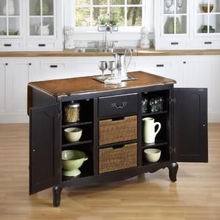 Home Styles  Oak and Rubbed Black French Countryside Kitchen Island