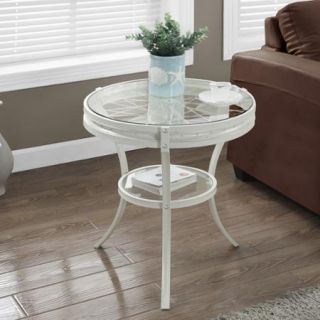 20" Accent Table with Tempered Glass, Antique White