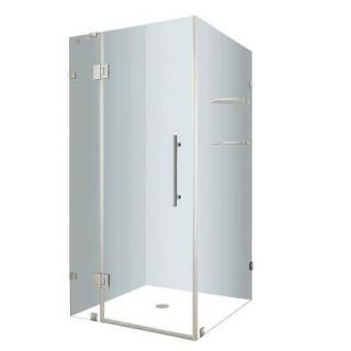 Aston Avalux GS 32 in. x 72 in. Frameless Shower Enclosure in Stainless Steel with Glass Shelves SEN992 SS 32 10