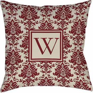 Thumbprintz Damask Monogram Decorative Pillow, Crimson