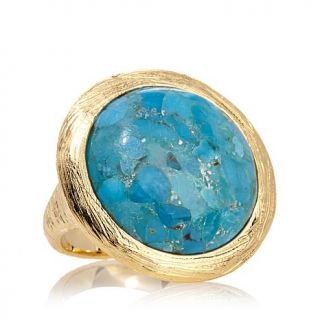 Bellezza Turquoise Diamond Cut Bronze Ring   7555983