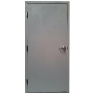 36 in. x 80 in. Gray Right Hand Outswing Flush Entrance Primed Steel Prehung Commercial Door with Hardware VSDFPWD3680ER